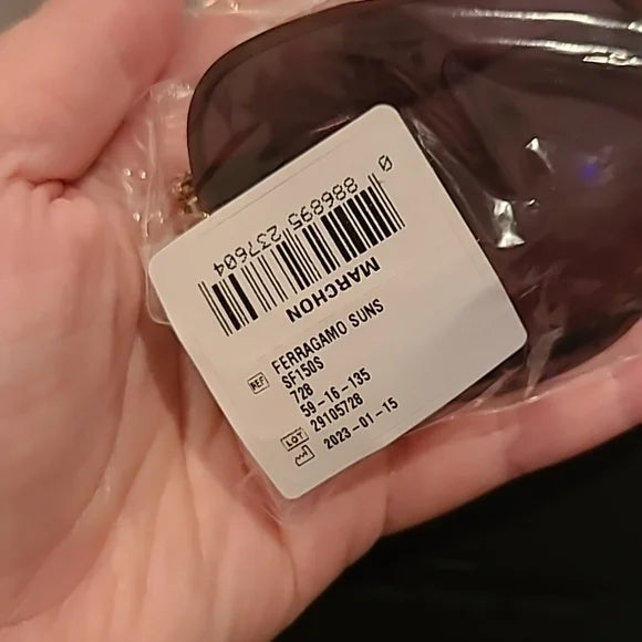 Ferragamo Sunglasses Bordeaux Light Shiny Gold Rectangular brand new