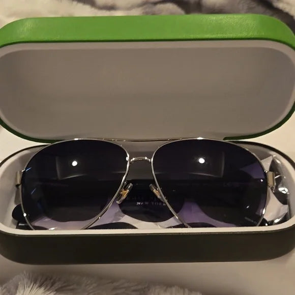 Kate Spade Geneva Blue Aviator Sunglasses Brand New In Case