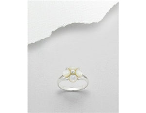 Mother of Pearl Flower Bevel Sterling Silver Ring (6)