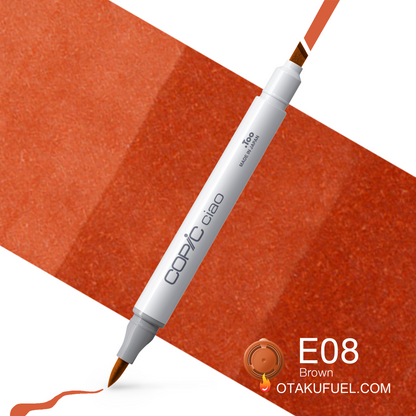 Copic Ciao E08 Brown <inline style="float: right; margin-right: 10px; background-color: rgb(202, 103, 84);">&nbsp;&nbsp;&nbsp;&nbsp;&nbsp;&nbsp; </inline>