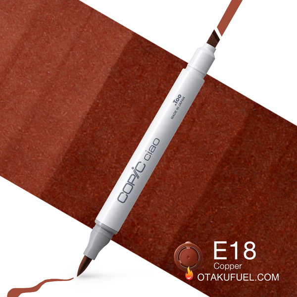 Copic Ciao E18 Copper <inline style="float: right; margin-right: 10px; background-color: rgb(120, 78, 73);">&nbsp;&nbsp;&nbsp;&nbsp;&nbsp;&nbsp; </inline>