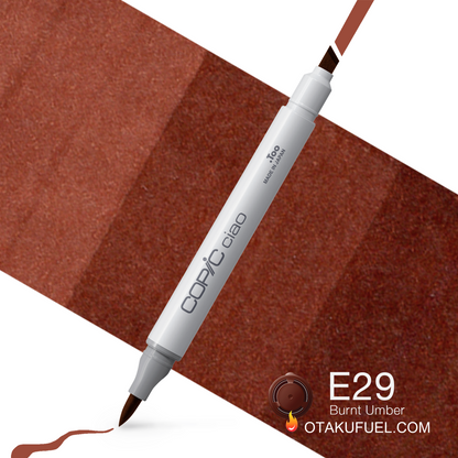 Copic Ciao E29 Burnt Umber <inline style="float: right; margin-right: 10px; background-color: rgb(136, 86, 56);">&nbsp;&nbsp;&nbsp;&nbsp;&nbsp;&nbsp; </inline>