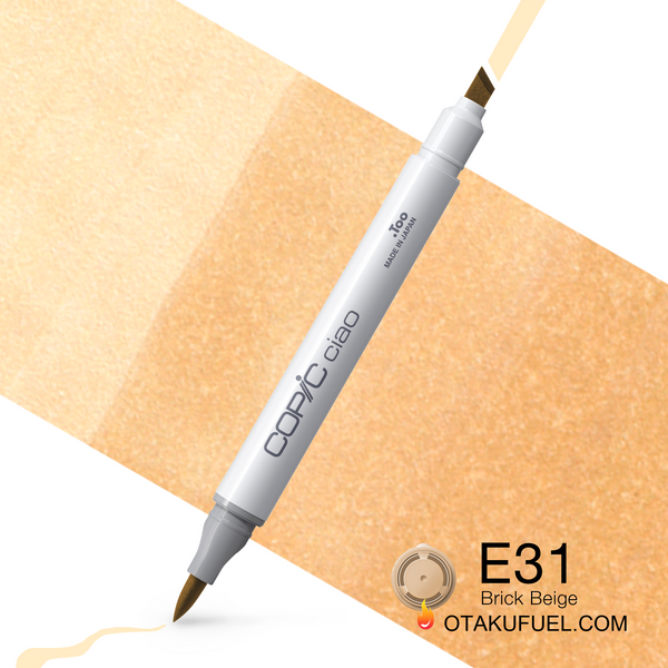Copic Ciao E31 Brick Beige <inline style="float: right; margin-right: 10px; background-color: rgb(243, 227, 204);">&nbsp;&nbsp;&nbsp;&nbsp;&nbsp;&nbsp; </inline>