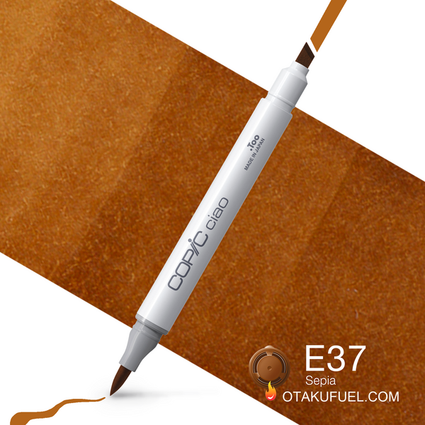 Copic Ciao E37 Sepia <inline style="float: right; margin-right: 10px; background-color: rgb(203, 147, 90);">&nbsp;&nbsp;&nbsp;&nbsp;&nbsp;&nbsp; </inline>