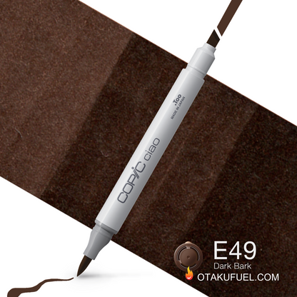 Copic Ciao E49 Dark Bark <inline style="float: right; margin-right: 10px; background-color: rgb(100, 77, 61);">&nbsp;&nbsp;&nbsp;&nbsp;&nbsp;&nbsp; </inline>