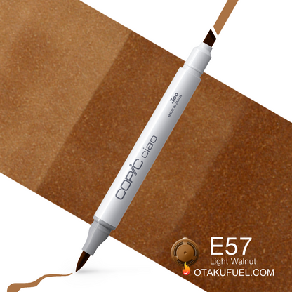 Copic Ciao E57 Light Walnut <inline style="float: right; margin-right: 10px; background-color: rgb(178, 133, 91);">&nbsp;&nbsp;&nbsp;&nbsp;&nbsp;&nbsp; </inline>