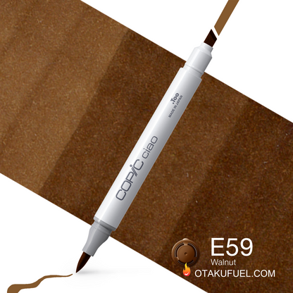 Copic Ciao E59 Walnut <inline style="float: right; margin-right: 10px; background-color: rgb(141, 121, 103);">&nbsp;&nbsp;&nbsp;&nbsp;&nbsp;&nbsp; </inline>