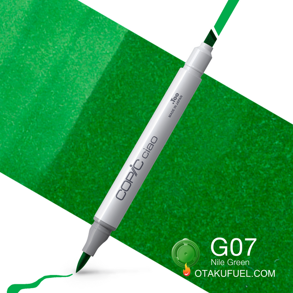 Copic Ciao G07 Nile Green <inline style="float: right; margin-right: 10px; background-color: rgb(123, 197, 120);">&nbsp;&nbsp;&nbsp;&nbsp;&nbsp;&nbsp; </inline>