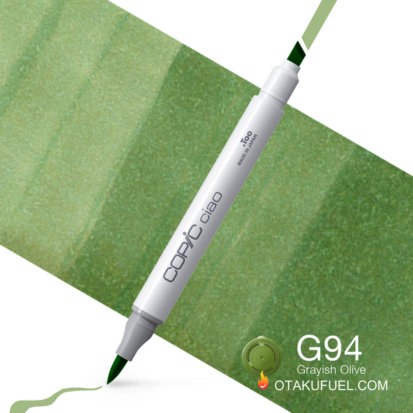 Copic Ciao G94 Grayish Olive <inline style="float: right; margin-right: 10px; background-color: rgb(152, 167, 134);">&nbsp;&nbsp;&nbsp;&nbsp;&nbsp;&nbsp; </inline>