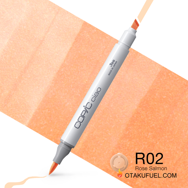 Copic Ciao R02 Rose Salmon <inline style="float: right; margin-right: 10px; background-color: rgb(253, 211, 199);">&nbsp;&nbsp;&nbsp;&nbsp;&nbsp;&nbsp; </inline>
