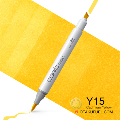 Copic Ciao Y15 Cadmium Yellow <inline style="float: right; margin-right: 10px; background-color: rgb(255,230,111);">&nbsp;&nbsp;&nbsp;&nbsp;&nbsp;&nbsp; </inline>