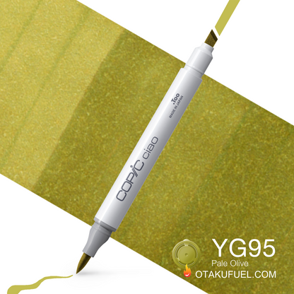 Copic Ciao YG95 Pale Olive <inline style="float: right; margin-right: 10px; background-color: rgb(95, 126, 58);">&nbsp;&nbsp;&nbsp;&nbsp;&nbsp;&nbsp; </inline>