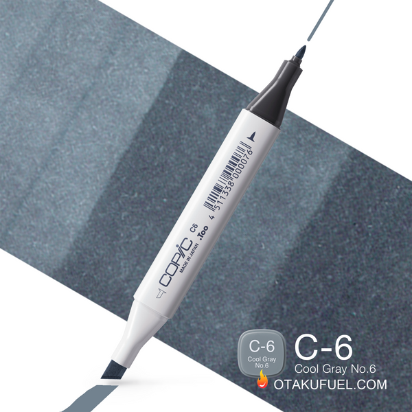 C6-C Cool Gray No. 6 CLASSIC Copic Marker <inline style="float: right; margin-right: 10px; background-color: rgb(122, 139, 149);">&nbsp;&nbsp;&nbsp;&nbsp;&nbsp;&nbsp; </inline>