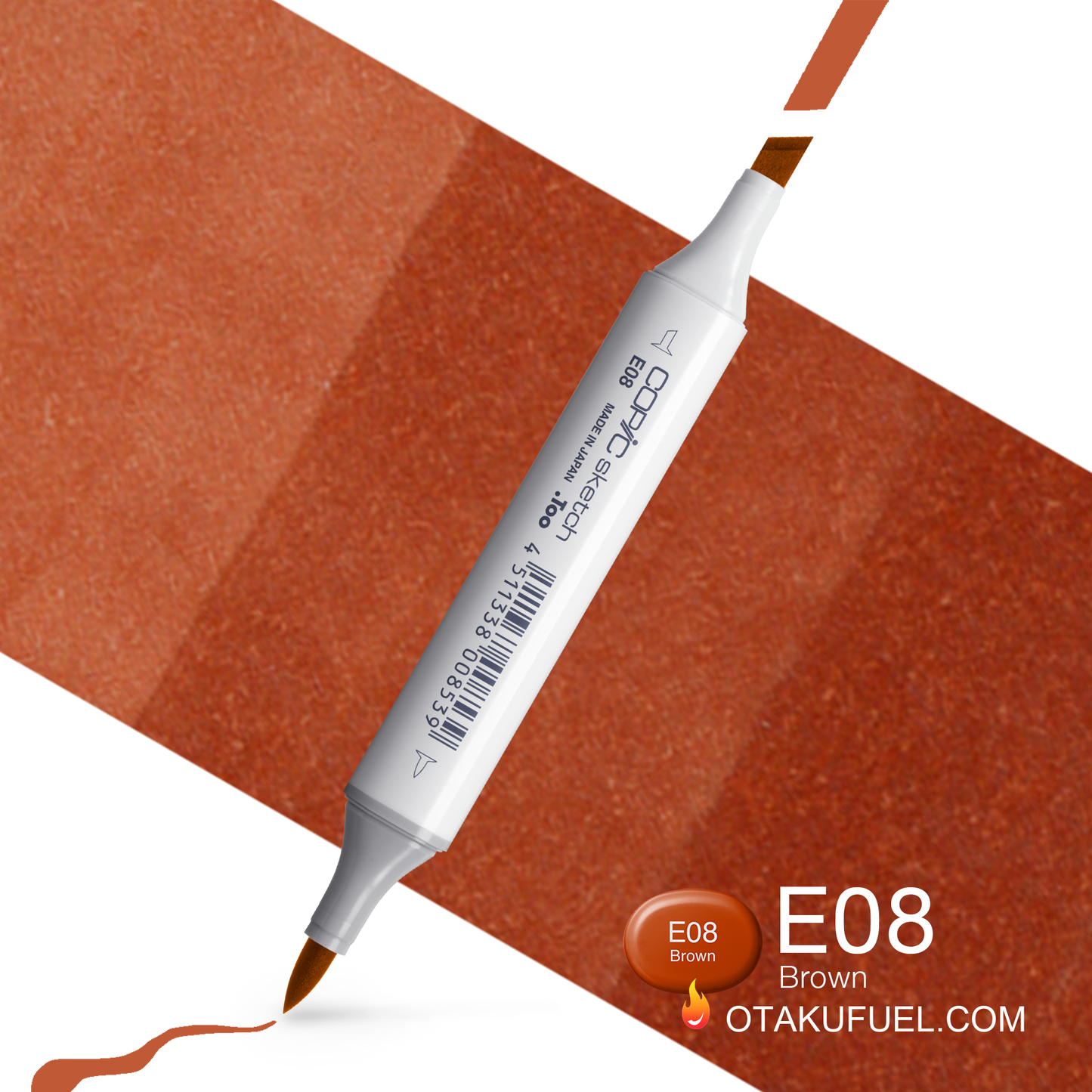 Copic Sketch E08 Brown Marker <inline style="float: right; margin-right: 10px; background-color: rgb(202, 103, 84);">&nbsp;&nbsp;&nbsp;&nbsp;&nbsp;&nbsp; </inline>