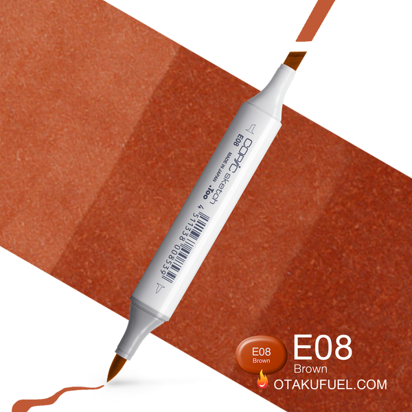 Copic Sketch E08 Brown Marker <inline style="float: right; margin-right: 10px; background-color: rgb(202, 103, 84);">&nbsp;&nbsp;&nbsp;&nbsp;&nbsp;&nbsp; </inline>