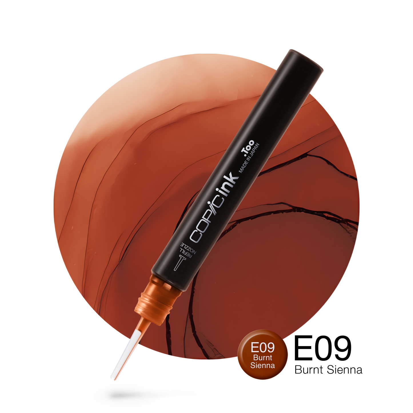Copic Ink Refill E09 Burnt Sienna <inline style="float: right; margin-right: 10px; background-color: rgb(217,105,80);">&nbsp;&nbsp;&nbsp;&nbsp;&nbsp;&nbsp; </inline>