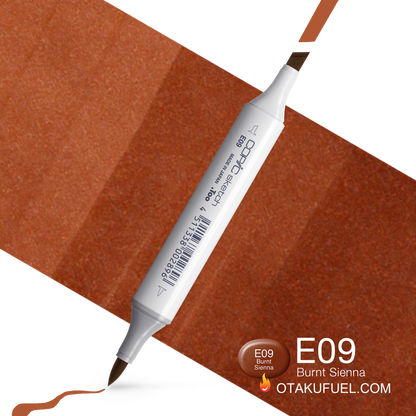 Copic Sketch E09 Burnt Sienna Marker <inline style="float: right; margin-right: 10px; background-color: rgb(202, 103, 84);">&nbsp;&nbsp;&nbsp;&nbsp;&nbsp;&nbsp; </inline>