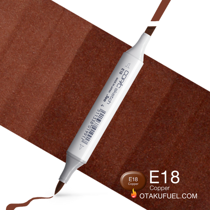 Copic Sketch E18 Copper Marker <inline style="float: right; margin-right: 10px; background-color: rgb(120, 78, 73);">&nbsp;&nbsp;&nbsp;&nbsp;&nbsp;&nbsp; </inline>