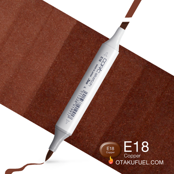 Copic Sketch E18 Copper Marker <inline style="float: right; margin-right: 10px; background-color: rgb(120, 78, 73);">&nbsp;&nbsp;&nbsp;&nbsp;&nbsp;&nbsp; </inline>