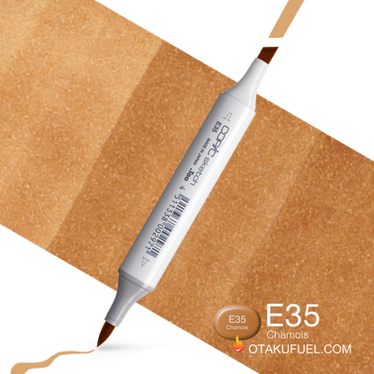 Copic Sketch E35 Chamois Marker <inline style="float: right; margin-right: 10px; background-color: rgb(228, 195, 162);">&nbsp;&nbsp;&nbsp;&nbsp;&nbsp;&nbsp; </inline>