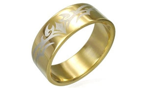 Gold Plated Tribal Design Stainless Steel Ring
