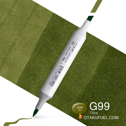 Copic Sketch G99 Olive Marker <inline style="float: right; margin-right: 10px; background-color: rgb(95, 126, 58);">&nbsp;&nbsp;&nbsp;&nbsp;&nbsp;&nbsp; </inline>