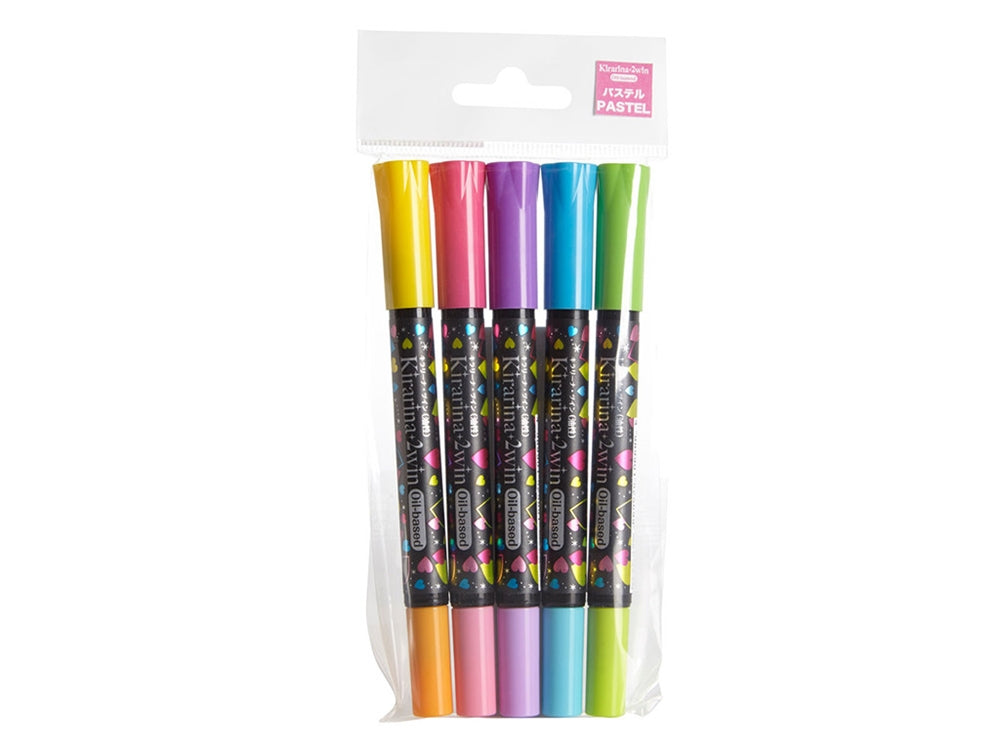 .Pastel 5 piece 2win Oil-based Marker Set