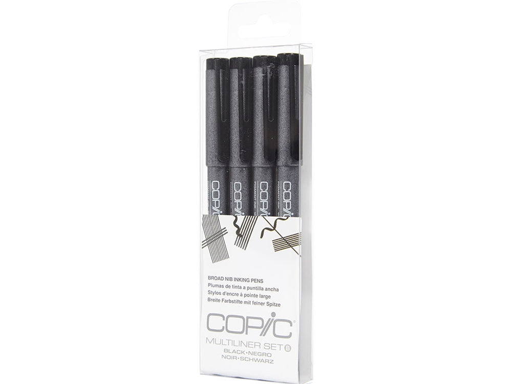 Copic Multiliner Inking Pens 4 Piece Black Broad Set