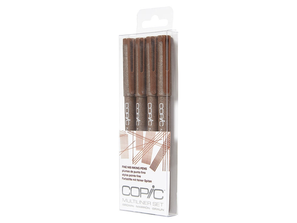 Copic Multiliner Inking Pens 4 Piece BROWN Set