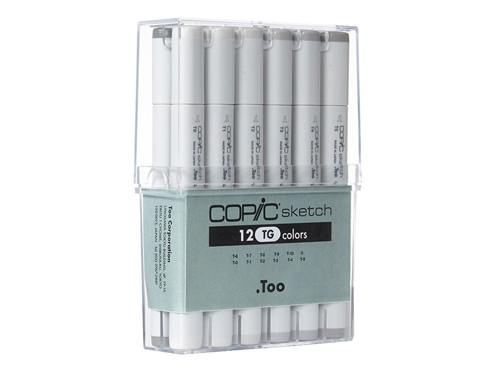 Copic Sketch Set of 12 Toner Gray Markers