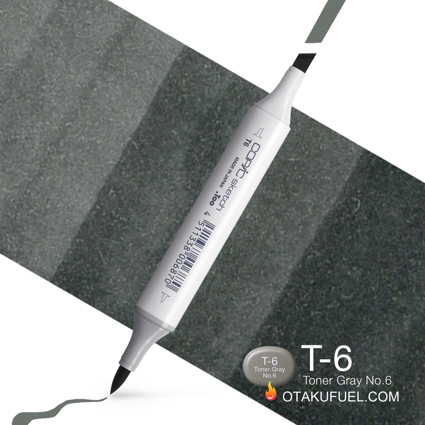 Copic Sketch T6 Toner Gray No. 6 Marker <inline style="float: right; margin-right: 10px; background-color: rgb(147, 148, 143);">&nbsp;&nbsp;&nbsp;&nbsp;&nbsp;&nbsp; </inline>