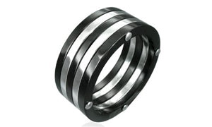 Multi-Ribbed Band Stainless Steel Ring-7