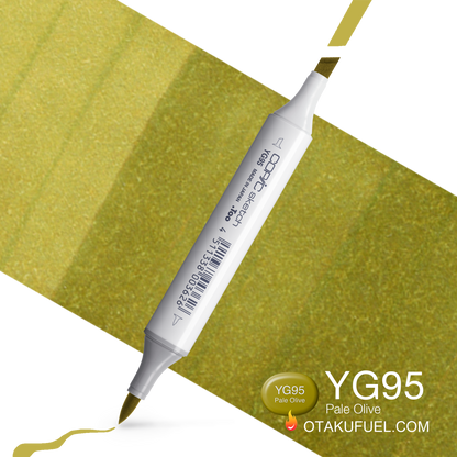Copic Sketch YG95 Pale Olive Marker <inline style="float: right; margin-right: 10px; background-color: rgb(95, 126, 58);">&nbsp;&nbsp;&nbsp;&nbsp;&nbsp;&nbsp; </inline>
