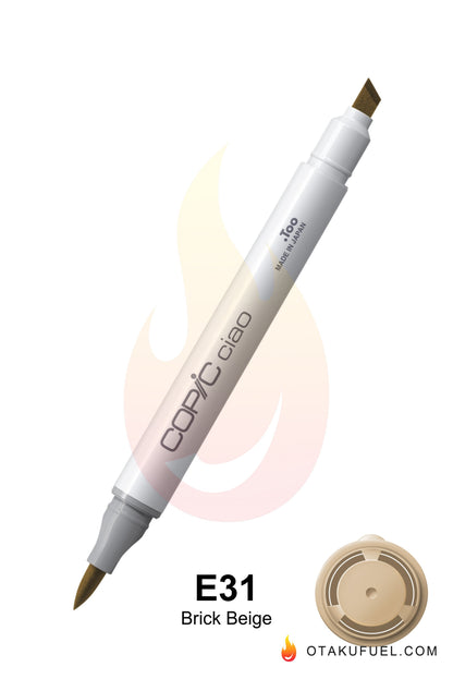 Copic Ciao E31 Brick Beige <inline style="float: right; margin-right: 10px; background-color: rgb(243, 227, 204);">&nbsp;&nbsp;&nbsp;&nbsp;&nbsp;&nbsp; </inline>