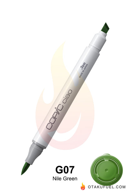 Copic Ciao G07 Nile Green <inline style="float: right; margin-right: 10px; background-color: rgb(123, 197, 120);">&nbsp;&nbsp;&nbsp;&nbsp;&nbsp;&nbsp; </inline>