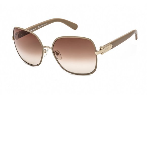 Ferragamo Sunglasses Light Gold Taupe Rectangular brand new