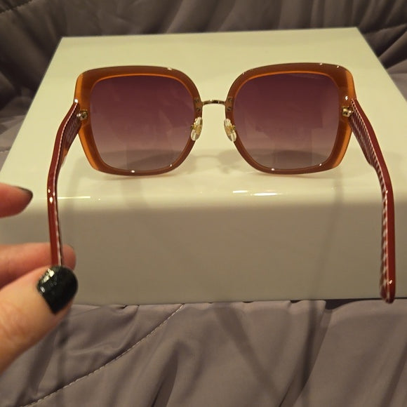 Kate Spade Sunglasses Kimber red rectangular with burgundy shaded lenses new
