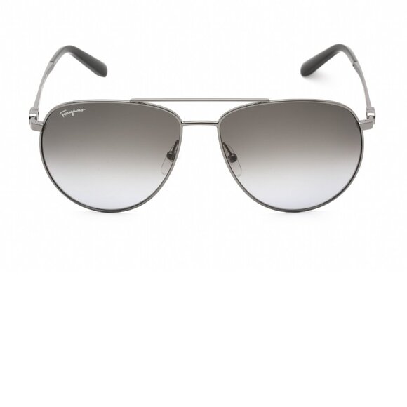 Salvatore Ferragamo Aviator Sunglasses Shiny Ruthenium Brand New In Box