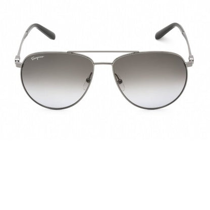 Salvatore Ferragamo Aviator Sunglasses Shiny Ruthenium Brand New In Box