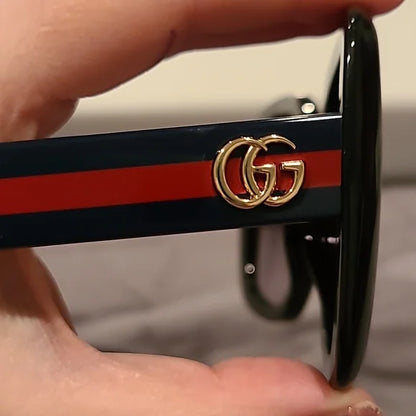 Gucci Sunglasses Black with navy red Gucci web arms brand new