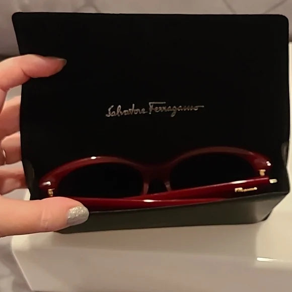 Ferragamo Bow Detail Opaline Wine Sunglasses brand new