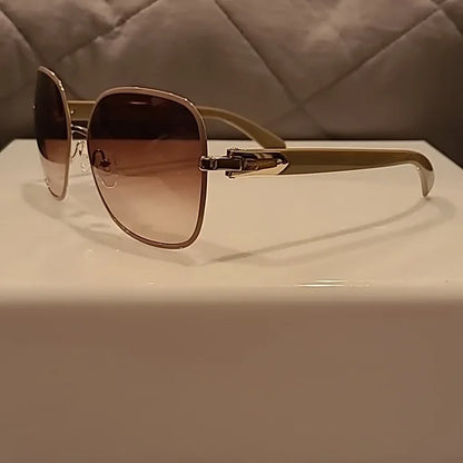 Ferragamo Sunglasses Light Gold Taupe Rectangular brand new