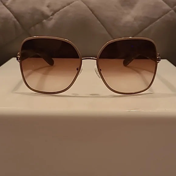 Ferragamo Sunglasses Light Gold Taupe Rectangular brand new