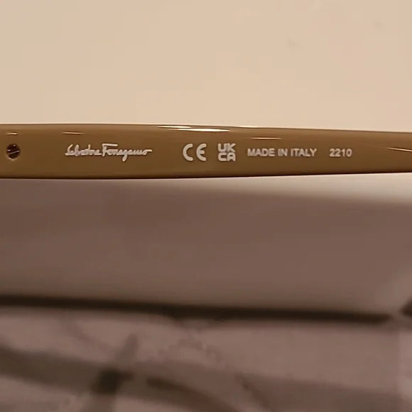 Ferragamo Sunglasses Light Gold Taupe Rectangular brand new