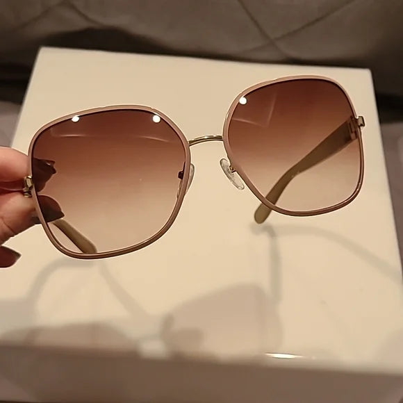 Ferragamo Sunglasses Light Gold Taupe Rectangular brand new