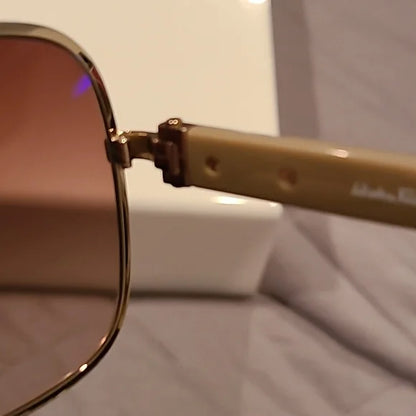 Ferragamo Sunglasses Light Gold Taupe Rectangular brand new