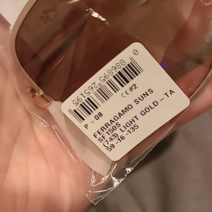 Ferragamo Sunglasses Light Gold Taupe Rectangular brand new