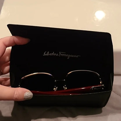 Ferragamo Sunglasses Bordeaux Light Shiny Gold Rectangular brand new