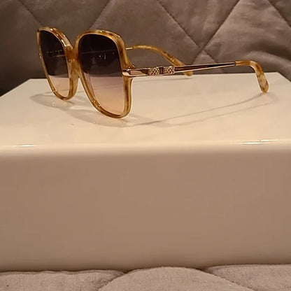 Ferragamo Blonde Havana Gray Gradient Rectangular Sunglasses brand new