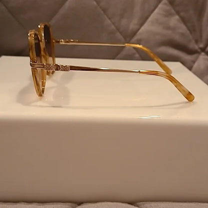 Ferragamo Blonde Havana Gray Gradient Rectangular Sunglasses brand new
